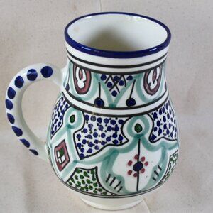 New Le Souk Ceramic Milika Stoneware 16 oz Goblet / Mug hand Painted